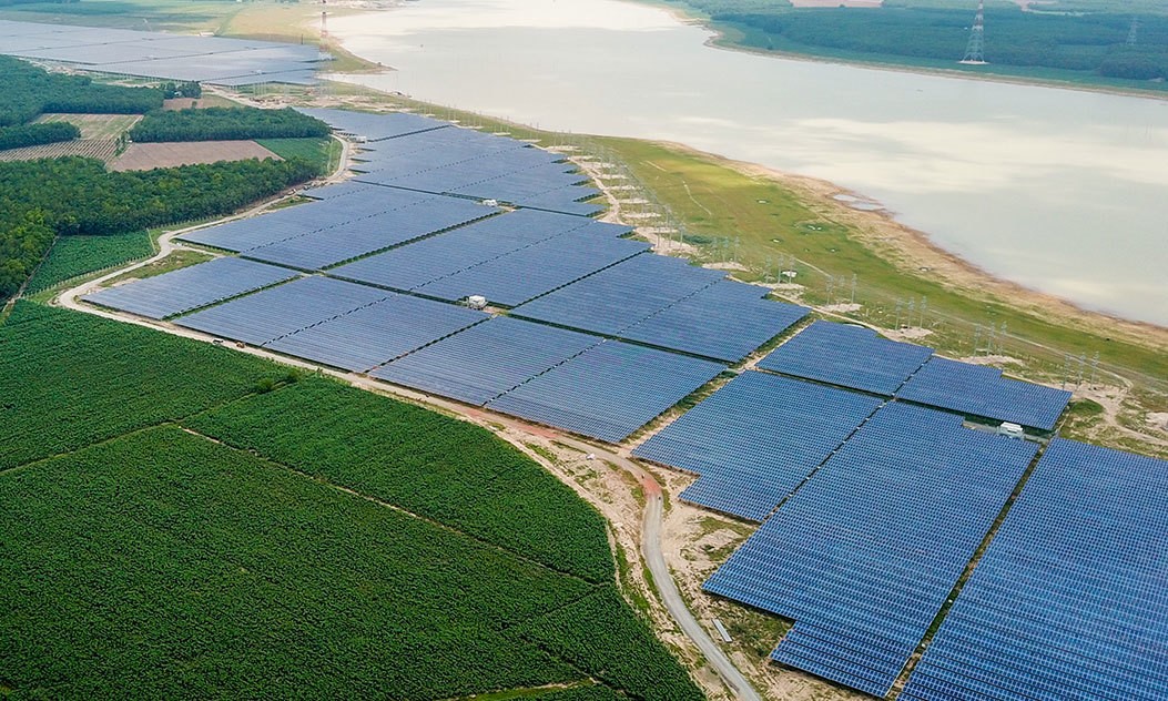 Solar panels seen at a power plant in Tay Ninh Province